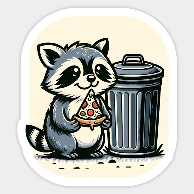 Cute Raccoon eating Pizza, Love Raccoons Sticker by logiamerch